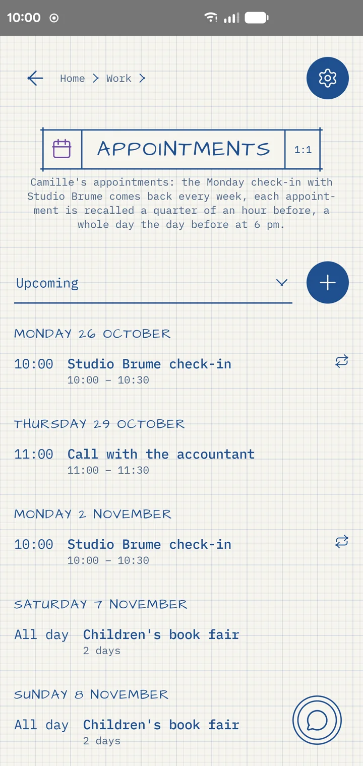A Calendar tool in the app