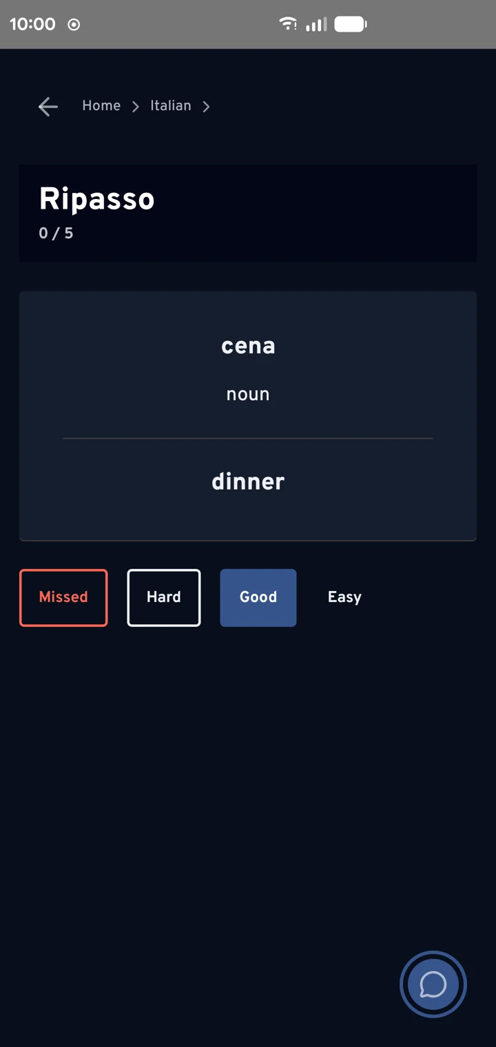 A Flashcards tool in the app