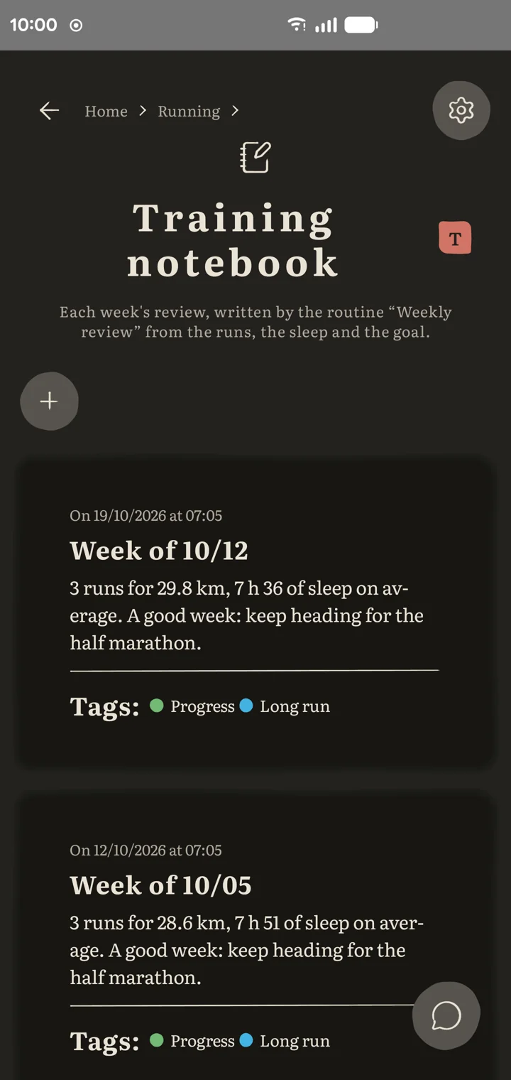 A Journal tool in the app