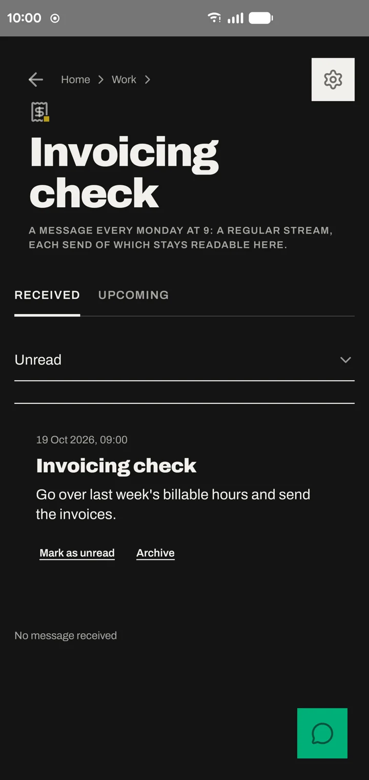 A Messages tool in the app