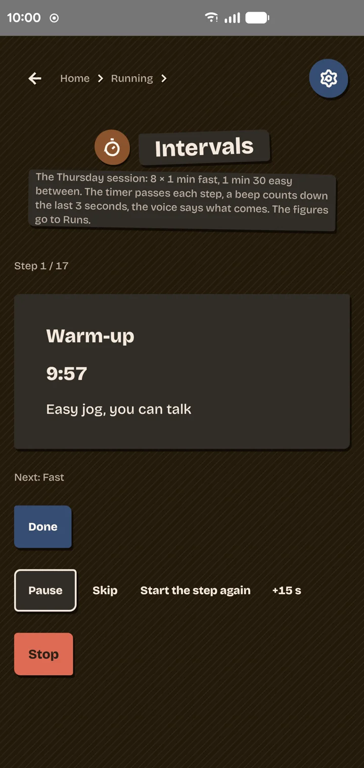 A Session tool in the app