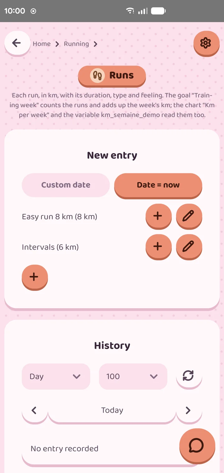 A Tracking tool in the app